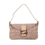 Fendi B Fendi Pink with Brown Beige Canvas Fabric Zucchino Double Flap Shoulder Bag Italy