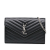 Saint Laurent AB Saint Laurent Black Calf Leather Grain De Poudre Cassandre Envelope Wallet on Chain Italy