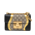 Gucci AB Gucci Brown Beige with Black Coated Canvas Fabric Small GG Supreme Padlock Crossbody Italy