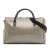 Gucci B Gucci Brown Beige Coated Canvas Fabric GG Crystal Duffle Bag Italy