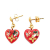 Louis Vuitton B Louis Vuitton Red with Gold Resin Plastic & Crystal Inclusion Heart Drop Push Back Earrings Italy