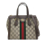 Gucci AB Gucci Brown Beige Coated Canvas Fabric Small GG Supreme Ophidia Satchel Italy