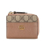 Gucci AB Gucci Pink Light Pink with Brown Beige Calf Leather GG Marmont Zip Compact Wallet Italy