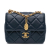 Chanel AB Chanel Blue Navy Lambskin Leather Leather Mini Square CC Quilted Lambskin Flap France