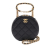 Chanel Black Quilted Lambskin Oval Logo Chain Top Handle Round Clutch on Chain Italy