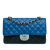 Chanel AB Chanel Blue with Black Lambskin Leather Leather Medium Tricolor Lambskin Double Flap France