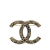 Chanel B Chanel Gold with Brown Beige Gold Plated Metal Tweed and Lace CC Logo Brooch Italy