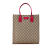 Gucci B Gucci Brown Beige with Pink Coated Canvas Fabric GG Supreme Tote Italy