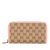 Gucci AB Gucci Brown Beige with Pink Canvas Fabric GG Zip Around Continental Wallet Italy