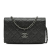 Chanel B Chanel Black Calf Leather Quilted Glitter skin Wallet on Chain Italy