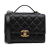 Chanel AB Chanel Black Lambskin Leather Leather Mini Quilted Lambskin Golden Plate Flap Italy