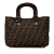 Fendi B Fendi Brown Canvas Fabric Small Zucca Twins Tote Italy