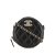 Chanel B Chanel Black Caviar Leather Leather Quilted Caviar Crystal CC Round Clutch With Chain Italy