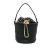 Chanel B Chanel Black Calf Leather Small CC skin and Tweed Drawstring Bucket Bag Italy