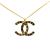 Chanel B Chanel Gold Gold Plated Metal CC Logo Pendant Necklace Italy