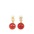 Chanel B Chanel Gold with Red Gold Plated Metal Mini Nico Swing American Star Push Back Earrings France