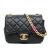 Chanel B Chanel Black Lambskin Leather Leather Mini Square Lambskin Pearl Samba Flap Italy