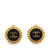 Chanel B Chanel Gold with Black Gold Plated Metal Acrylic CC Button Clip On Earrings France