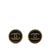 Chanel B Chanel Gold with Black Gold Plated Metal Acrylic CC Button Clip On Earrings France