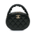 Chanel AB Chanel Black Lambskin Leather Leather CC Quilted Lambskin Oval Top Handle Clutch Italy