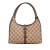 Gucci B Gucci Brown Beige Canvas Fabric GG Jackie Bardot Italy