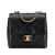 Chanel B Chanel Black Goatskin Leather Mini Square Classic Retro Flap Italy