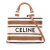 Celine AB Celine Brown Beige Canvas Fabric Small Cabas Thais Satchel Italy