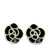 Chanel AB Chanel Black with White Resin Plastic CC Camellia Clip On Earrings France