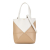 Loewe AB LOEWE Brown Beige with White Calf Leather Mini Bicolor Puzzle Fold Tote Spain