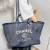 Chanel Deauville MM Canvas & Leather Denim Blue Silver