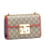 Gucci B Gucci Brown Beige with Orange Coated Canvas Fabric GG Supreme Padlock Crossbody Bag Italy