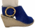 Celine Satin gold Broche Royal blue leather suede wedge Sandal