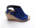 Celine Satin gold Broche Royal blue leather suede wedge Sandal