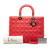Christian Dior B Dior Red Lambskin Leather Leather Large Lambskin Cannage Lady Dior Italy