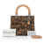 Christian Dior AB Dior Brown Lambskin Leather Leather Medium Floral Lace and Lambskin Lady Dior Italy