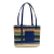 Loewe AB Loewe Blue with Multi Raffia Natural Material Stripe Tote Bag Spain