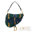Christian Dior AB Dior Green Canvas Fabric Medium Embroidered Saddle Bag Italy