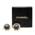Chanel AB Chanel Blue with Gold Gold Plated Metal Flower Stone CC Clip On Earrings France