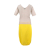 Louis Vuitton dress in gold cream cashmere with yellow skirt