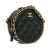 Chanel Black Lambskin Leather Leather CC Quilted Lambskin Round Chain Around Clutch With Chain Italy