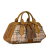 Burberry B Burberry Brown Beige with Yellow Coated Canvas Fabric Haymarket Check Tassel Satchel Italy