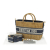 Christian Dior AB Dior Brown Beige with Blue Raffia Natural Material Oblique Wicker Basket Bag Italy