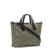 Gucci B Gucci Brown Beige with Black Coated Canvas Fabric Small GG Supreme Bees Soft Tote Italy