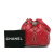 Chanel B Chanel Red Calf Leather Aged skin Chain Around Drawstring Bucket Italy