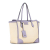 Gucci B Gucci Brown Light Beige with Purple Canvas Fabric Medium Swing Tote Italy