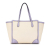 Gucci B Gucci Brown Light Beige with Purple Canvas Fabric Medium Swing Tote Italy