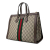 Gucci AB Gucci Brown Beige Coated Canvas Fabric Medium GG Supreme Ophidia Satchel Italy