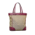 Gucci B Gucci Brown Beige with Red Canvas Fabric GG Mayfair Tote Italy