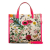 Gucci AB Gucci White with Pink Canvas Fabric Medium Flora Satchel Italy