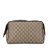 Gucci B Gucci Brown Beige Coated Canvas Fabric GG Supreme Clutch Italy
